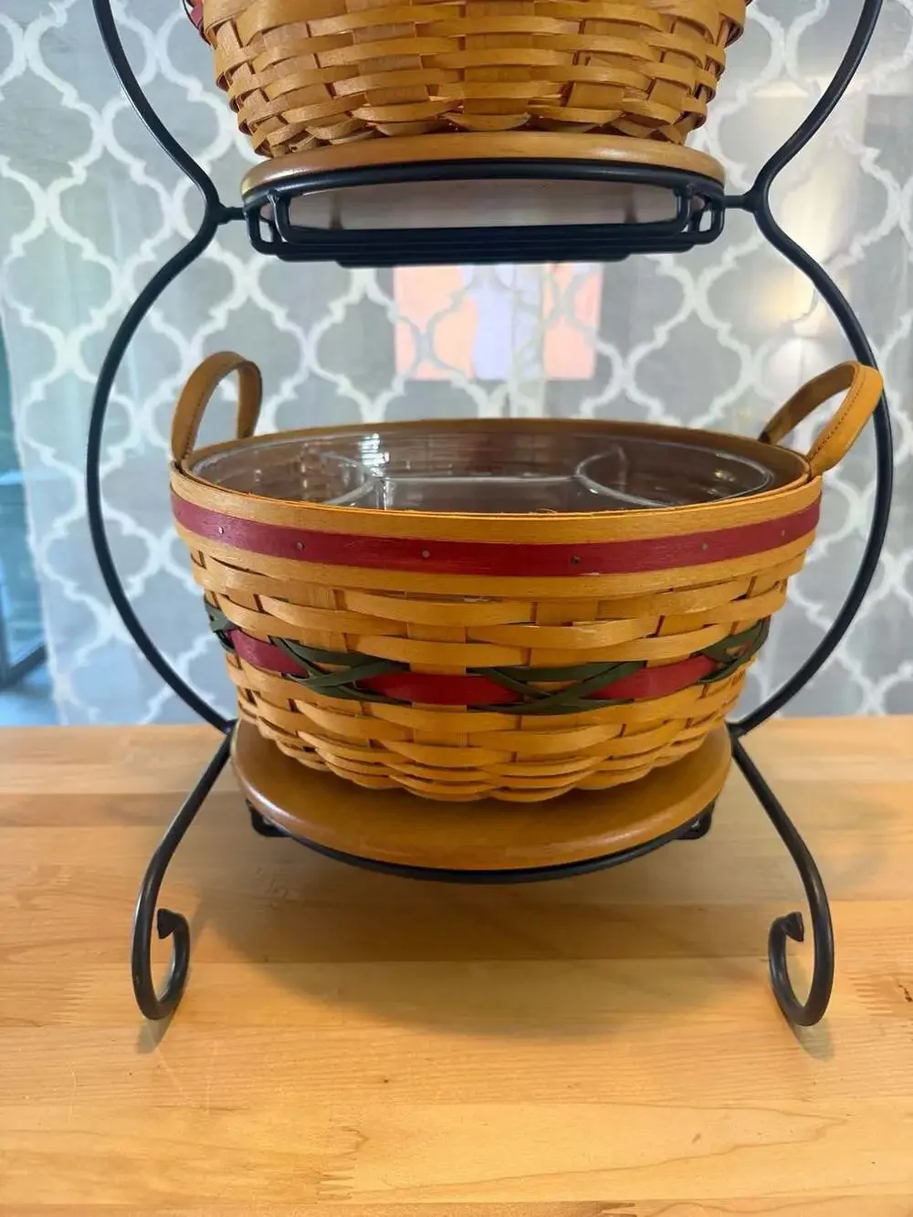 Longaberger 1999 Christmas Collection Basket Snowman Wrought Iron Stand
